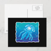 幸せな笑顔のクラゲ ポストカード (正面/裏面)