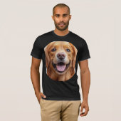 幸せな笑顔のゴールデンレトリバー Tシャツ (正面フル)