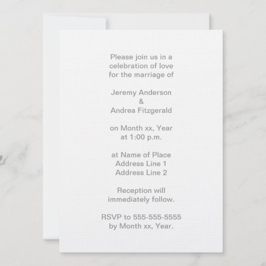 幸せな笑顔のシルバースターカップル結婚式の招待 招待状 (裏面)