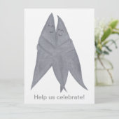 幸せな笑顔のシルバースターカップル結婚式の招待 招待状 (スタンド正面)