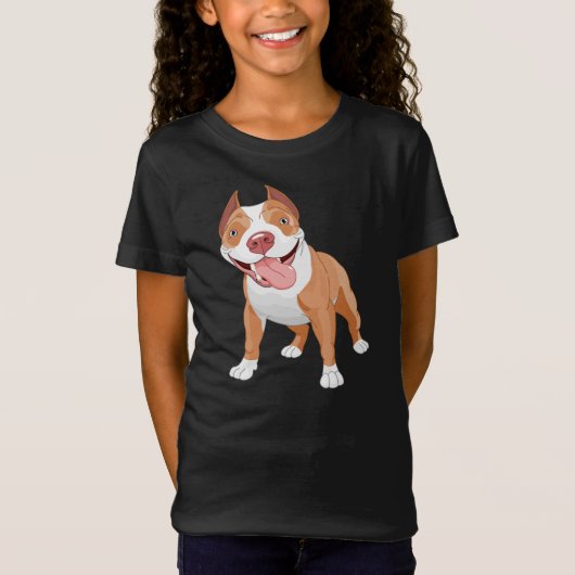 幸せな笑顔のピットブル Tシャツ (正面)