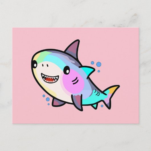 幸せな笑顔のベビーシャークの泡。 ポストカード (正面)