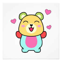 幸せな笑顔のベビーテディベア愛のハート。 フォトプリント           