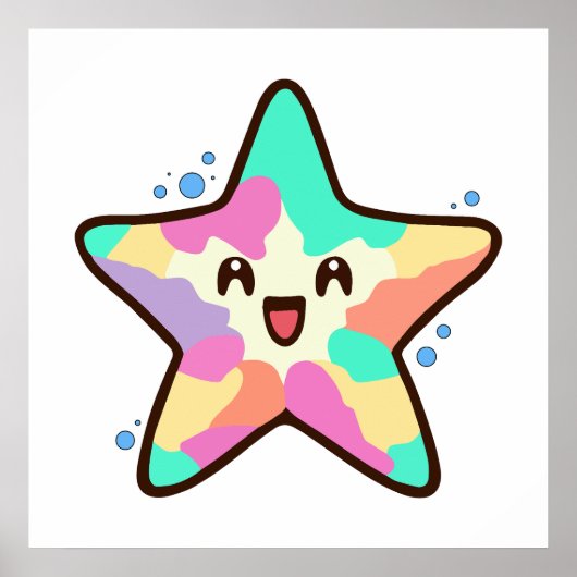 幸せな笑顔のベビーヒトデの泡。 ポスター (正面)