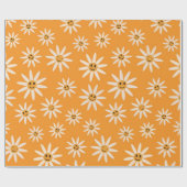 幸せな笑顔のレトロな花のパターン ラッピングペーパー (フラット)