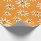 幸せな笑顔のレトロな花のパターン ラッピングペーパー (角)