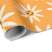 幸せな笑顔のレトロな花のパターン ラッピングペーパー (ロールコーナー)