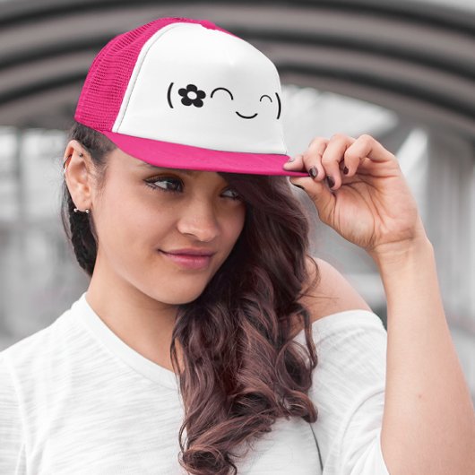 幸せな笑顔の花絵文字 キャップ