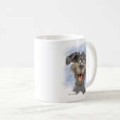幸せな笑顔の雑種犬 - かわいい犬のキャラクター コーヒーマグカップ (正面右)