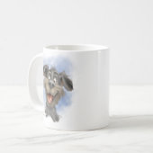 幸せな笑顔の雑種犬 - かわいい犬のキャラクター コーヒーマグカップ (正面左)