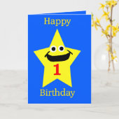 幸せな第1バースデー・カード カード (黄色い花)