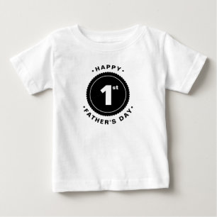 幸せな第1父の日のベビーのTシャツ ベビーTシャツ