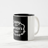 幸せな第1父の日のマグカップ – パーソナライズされたギフト ツートーンマグカップ (正面右)