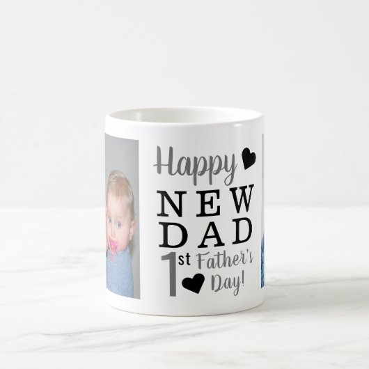 幸せな第1父の日の新しいパパの写真 コーヒーマグカップ (中央)