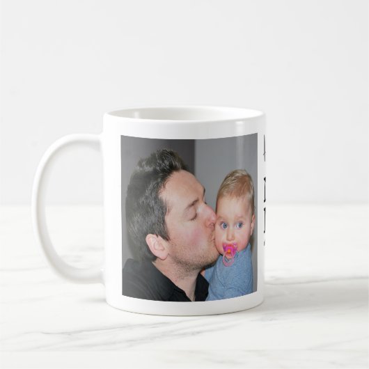 幸せな第1父の日の新しいパパの写真 コーヒーマグカップ (左)