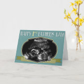 幸せな第1父の日-カスタムな超音波/写真 カード (黄色い花)