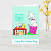 幸せな第1父の日 カード (黄色い花)