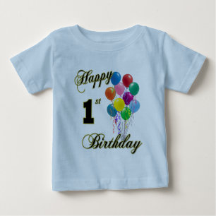 幸せな第1誕生日の乳児およびワイシャツ ベビーTシャツ