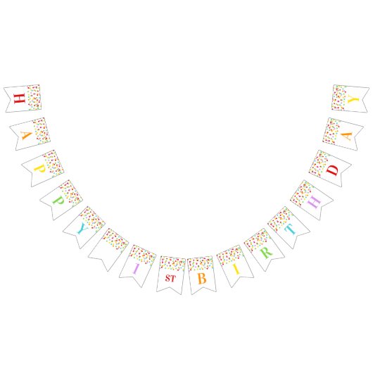 幸せな第1誕生日の旗の虹の紙吹雪 バンティングフラッグ (全)