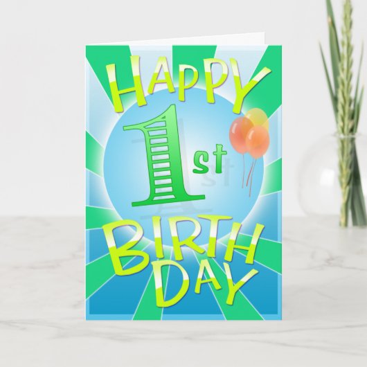 幸せな第1誕生日 カード (正面)