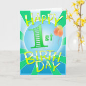 幸せな第1誕生日 カード (黄色い花)