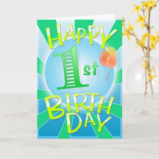 幸せな第1誕生日 カード (黄色い花)