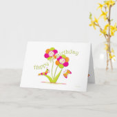 幸せな第1誕生日Caterpiller -蝶 カード (黄色い花)