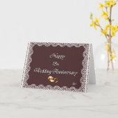 幸せな第13。 結婚記念日のレース カード (黄色い花)