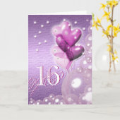 幸せな第16誕生日は明るい風船のようにふくらませます カード (黄色い花)