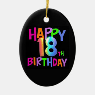 幸せな第18誕生日の数々のな色 セラミックオーナメント