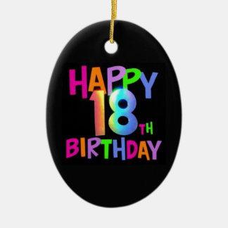 幸せな第18誕生日の数々のな色 セラミックオーナメント