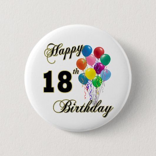 幸せな第18誕生日プレゼント 缶バッジ (正面)