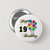 幸せな第19誕生日の商品 缶バッジ (正面&裏面)