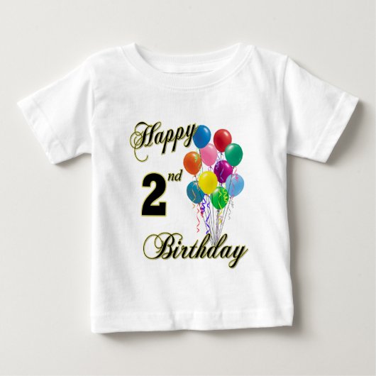幸せな第2誕生日のワイシャツおよび誕生日の服装 ベビーTシャツ (正面)