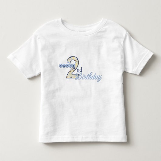幸せな第2誕生日の青のTシャツ トドラーTシャツ (正面)