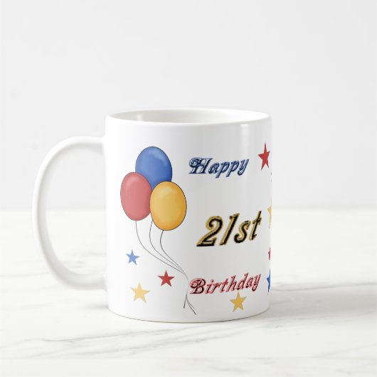 幸せな第21誕生日のマグ コーヒーマグカップ (左)