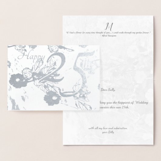 幸せな第25銀製の結婚記念日ホイルカード 箔カード (ディスプレー)