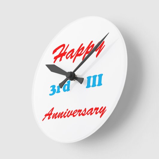 幸せな第3第3 III記念日のワイシャツはギフトを戻します ラウンド壁時計 (傾斜)