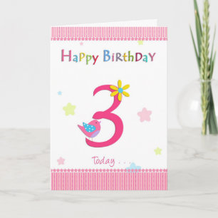幸せな第3誕生日の女の子 カード