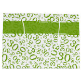 幸せな第30誕生会パターン緑および白 ラージペーパーバッグ (裏面)