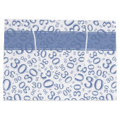 幸せな第30誕生会パターン青および白 ラージペーパーバッグ (裏面)