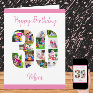 幸せな第30誕生日のお母さん30数写真のコラージュ カード
