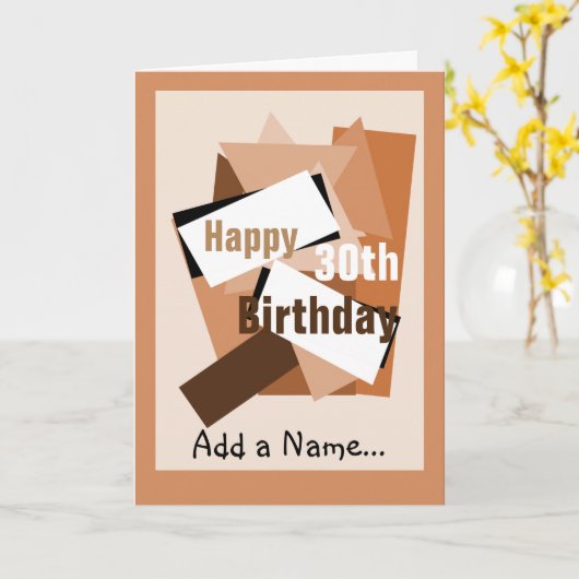 幸せな第30誕生日は一流の…茶色及びベージュ色を加えます カード (黄色い花)