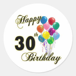 幸せな第30誕生日プレゼントおよび誕生日の服装 ラウンドシール
