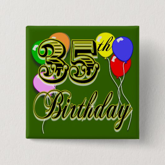 幸せな第35誕生日プレゼント 缶バッジ (正面)