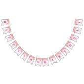 幸せな第40誕生日の旗のピンクの水彩画の花 バンティングフラッグ (全)