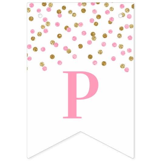 幸せな第40誕生日の旗のピンクの金ゴールドの紙吹雪 バンティングフラッグ (第3の旗)