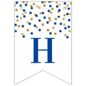 幸せな第40誕生日の旗の青い金ゴールドの紙吹雪 バンティングフラッグ (第1の旗)