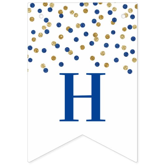 幸せな第40誕生日の旗の青い金ゴールドの紙吹雪 バンティングフラッグ (第1の旗)