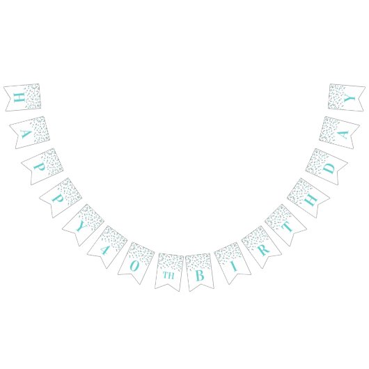 幸せな第40誕生日の旗の青い銀製の紙吹雪 バンティングフラッグ (全)